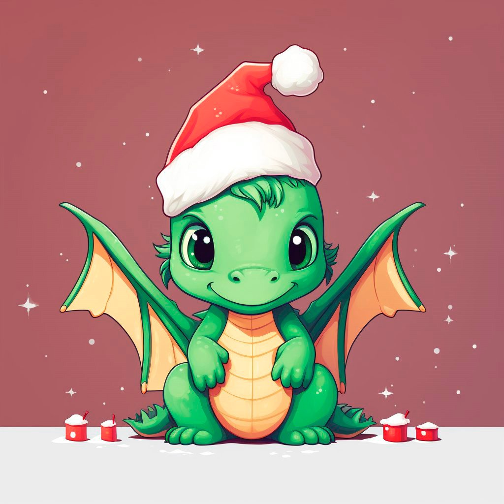 дракон в новогодней шапке картинки